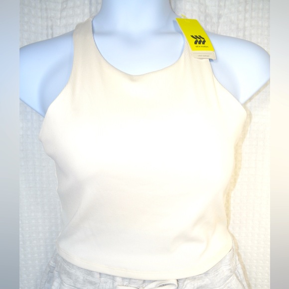 NWT All In Motion Light Support Ribbed Flex Cropped Sports Bra Cream Size XXL - Picture 3 of 8